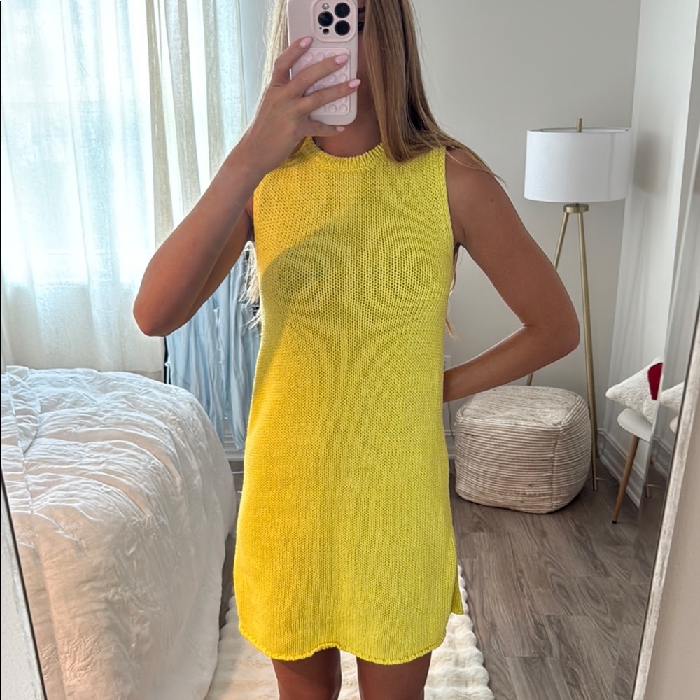 Zara Yellow Sleeveless Sheath Mini Dress